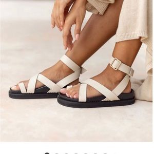 Liberte Leather Bronte Sandals Size 8 Ivory